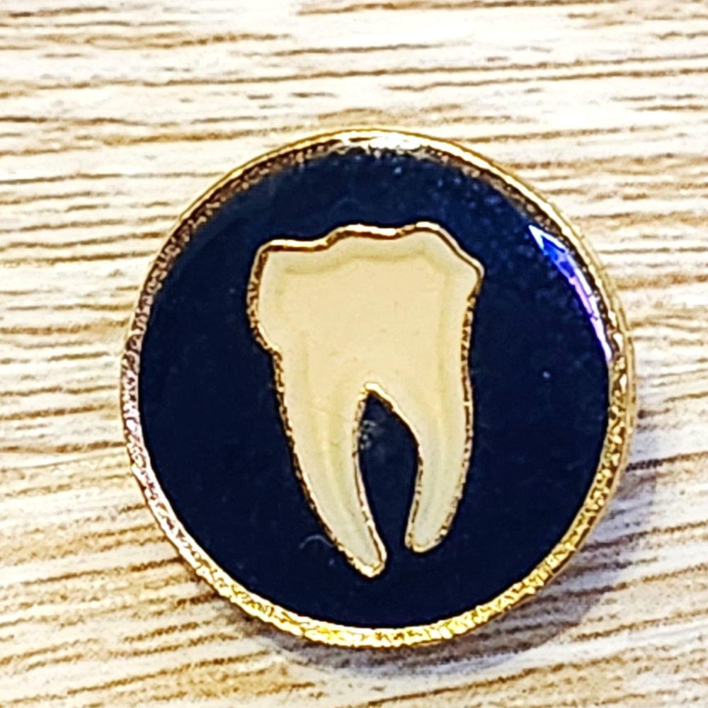 Gold Toned W/ Blue Small Tooth Pin
